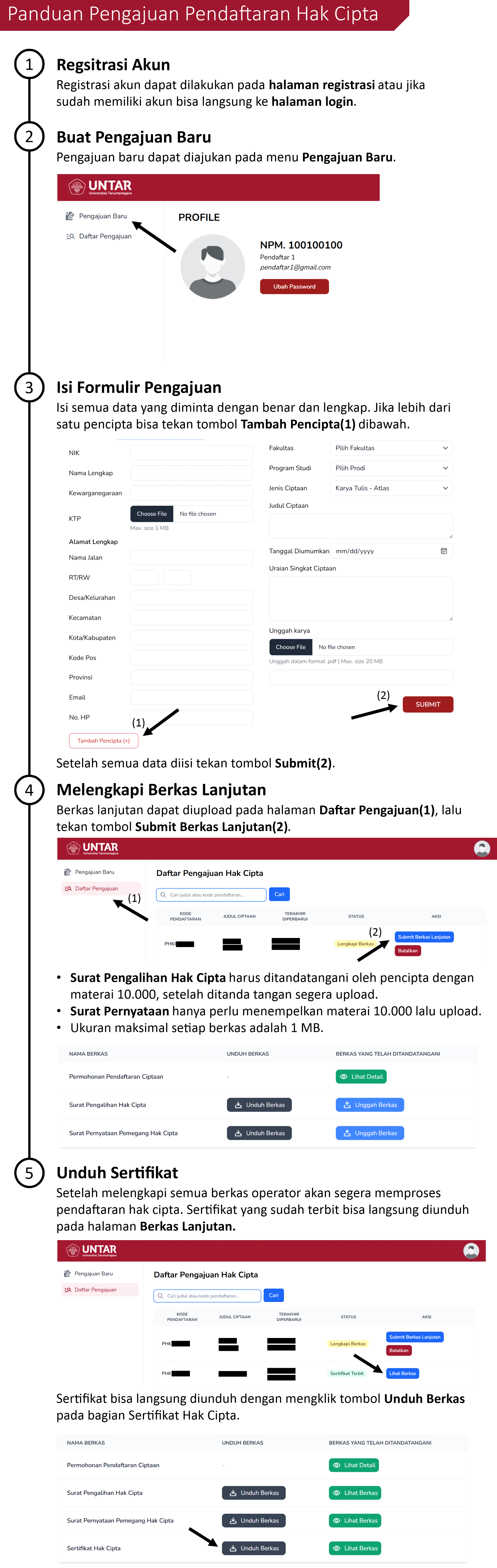 Panduan penggunaan Web Hak Cipta
